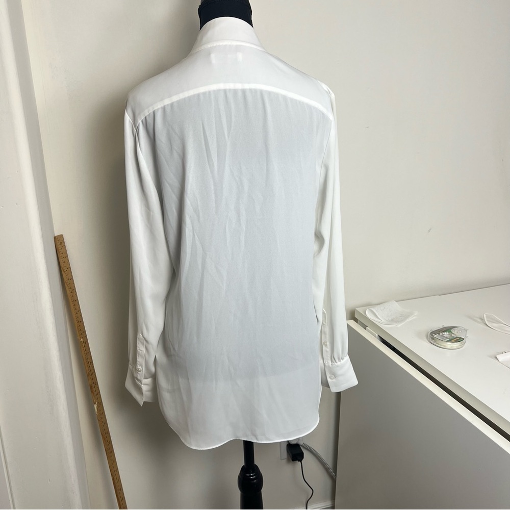 Aritzia Babaton Hestia Style Bow-Tie Georgette Blouse - Marshmallow-Size-Medium - Picture 2 of 7